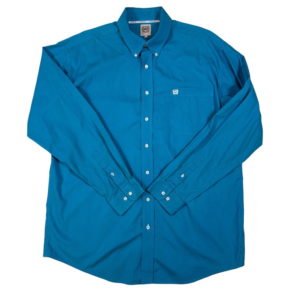 Cinch Western Button Down Shirt Logo Chest Long Sleeve Mens Large